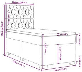 Κρεβάτι Boxspring με Στρώμα Κρεμ 100 x 200 εκ. Υφασμάτινο - Κρεμ