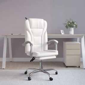 Καρέκλα Γραφείου Ανακλινόμενη Λευκό Συνθετικό δέρμα
