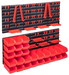 Κουτιά Αποθήκευσης Σετ 103 τεμ. Κόκκινα/Μαύρα με Πάνελ Τοίχου