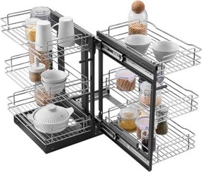VEVOR 3 Tier Blind Corner Pull Out Organizer Chrome Kitchen Cabinet Basket