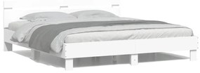 vidaXL Πλαίσιο Κρεβατιού με Κεφαλάρι/LED Λευκό 160x200 εκ.