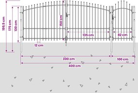 vidaXL Πύλη Κήπου WOERDEN 150 x 400 cm Ατσάλι Γκρι Κλειδώσιμο