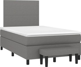 vidaXL Κρεβάτι Boxspring με Στρώμα Σκούρο Γκρι 120x190 εκ Υφασμάτινο