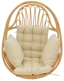 Κρεμαστή κούνια Jorg φυσικό rattan-κρεμ μαξιλάρι 80x59x105εκ 80x59x105 εκ.