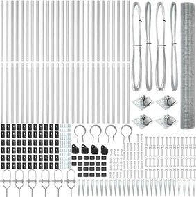 vidaXL Στύλος Περιφράξεων Ασημί 50 x 1,4 μ (25 x 25 χιλ. δίχτυ) Ατσάλι
