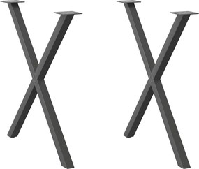 vidaXL Πόδια Τραπεζαρίας σε Σχήμα Χ 2 τεμ. Ανθρακί 70x(72-73) εκ. Ατσάλι