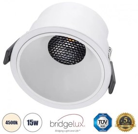 Χωνευτό Σποτ Downlight LED TrimLess 15W Λευκό-Φυσικό 4500K PLUTO-B 60260 Globostar 60260 Λευκό