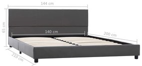 vidaXL Πλαίσιο Κρεβατιού Γκρι 140 x 200 εκ. από Συνθετικό Δέρμα