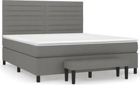 vidaXL Κρεβάτι Boxspring με Στρώμα Σκούρο Γκρι 180x200 εκ Υφασμάτιν