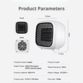 Αερόθερμο Δωματίου Δαπέδου 800W Ασπρόμαυρο