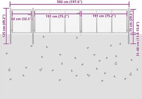 vidaXL Πόρτα Κήπου Ασημί 500x75 εκ. από Ατσάλι