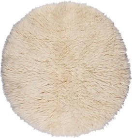 Στρογγυλό Χαλί (Φ120) Βιοκαρπέτ Flokati Natural White 1700gsm