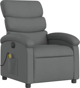 vidaXL Πολυθρόνα Μασάζ Ανακλινόμενη Ηλεκτρική Σκούρο Γκρι Υφασμάτινη