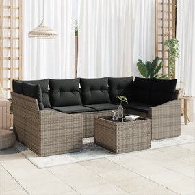 vidaXL Set 7 Τεμαχίων για Καθιστικό Κήπου με Γκρι Μαξιλάρια