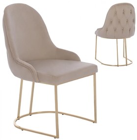 CHAIR “LILIANA”  ECRU VELVET WITH METAL LEGS IN GOLD COLOR 55x64x90H CM.