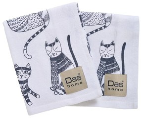 Ποτηρόπανα 0735 (Σετ 2τμχ) White-Grey Das Home 40x60cm 100% Cotton