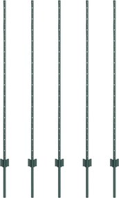 vidaXL Ενσωματωμένος Πόλος Φράχτη 5 pcs Πράσινο 180 cm