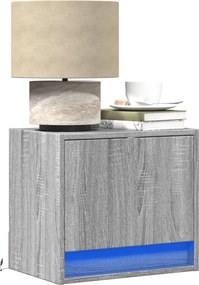 vidaXL Κομοδίνα Επιτοίχια με Φώτα LED 2 τεμ. Γκρι Sonoma