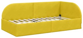 vidaXL Κρεβάτι Γωνίας με κεφαλάρι Κίτρινο 90 x 200 cm Βελούδο