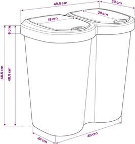 vidaXL Κάδος Αχρήστων Λευκό 49,5 x 30 x 46,5 εκ. PP