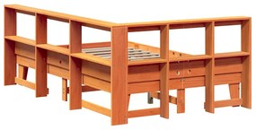 Κρεβάτι Βιβλιοθήκη Χωρίς Στρώμα 120x190 εκ Μασίφ Ξύλο Πεύκου - Καφέ