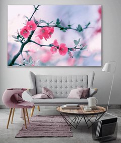 Πίνακας σε καμβά με ρόζ λουλούδια KNV756 30cm x 40cm