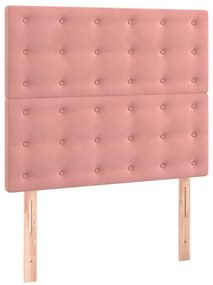 vidaXL Κρεβάτι Boxspring με Στρώμα Ροζ 100x200 εκ. Βελούδινο