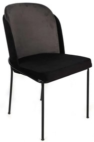Καρέκλα Dore (Σετ 2Τμχ) 974NMB1652 54x55x86cm Grey-Black Βελούδο, Μέταλλο