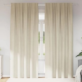 vidaXL Κουρτίνες συσκότισης 2 pcs Κρεμ 140 x 225 cm Βελούδο