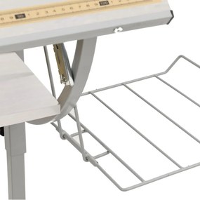 vidaXL Γραφείο Χειροτ. Λευκό/Γκρι 110x53x(58-87) εκ. Επ. Ξύλο&amp;Ατσάλι