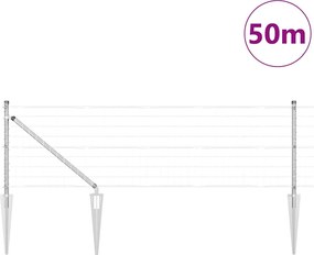 vidaXL Τεντώτο με στήριγμα Ασημί 0,6 x 50 μ. Ατσάλι