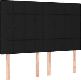 vidaXL Κρεβάτι Boxspring με Στρώμα Μαύρο 140x200 εκ. Υφασμάτινο