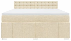 Κρεβάτι Boxspring με Στρώμα Κρεμ 180x200 εκ. Υφασμάτινο - Κρεμ