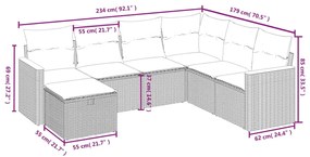 vidaXL Σετ Καναπέ Κήπου 7 τεμ. Μικτό Μπεζ Συνθετικό Ρατάν & Μαξιλάρια