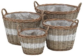 vidaXL Γλάστρες Υπερυψωμένες 4 τεμ. Wicker με Επένδυση Πολυαιθυλενίου