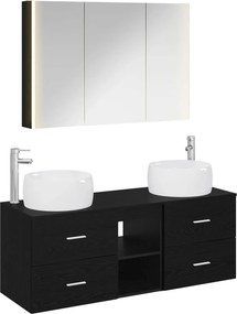 vidaXL Σετ Επίπλων Μπάνιου 4 pcs Μαύρη Δρυς