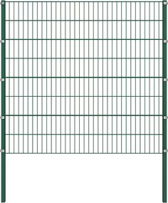 vidaXL Πάνελ Περίφραξης με Στύλους Σιδερένιο Πράσινο 522 x 160 εκ.