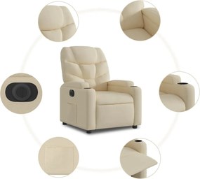 vidaXL Πολυθρόνα Ανακλινόμενη Ηλεκτρική Κρεμ Υφασμάτινη