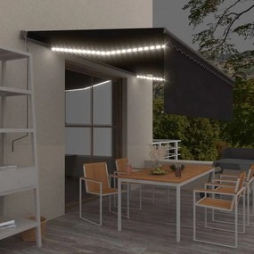 vidaXL Ηλεκτρική τέντα με LED και αισθητήρα 5 x 3 m Ανθρακί