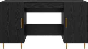 vidaXL Γραφείο με ράφι Μαύρη δρυς 140 x 50 x 75 εκ. Επεξεργασμένο ξύλο