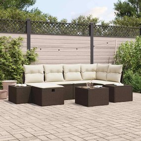 vidaXL Σετ Καναπέ Κήπου 7 pcs Καφέ 55 x 62 x 69 εκ Πολυ ράταν
