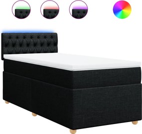 vidaXL Κρεβάτι Boxspring με Στρώμα Μαύρο 90x190 εκ.Υφασμάτινο