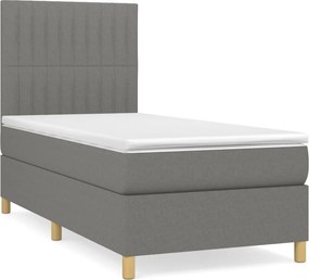vidaXL Κρεβάτι Boxspring με Στρώμα Σκούρο Γκρι 80x200 εκ. Υφασμάτινο