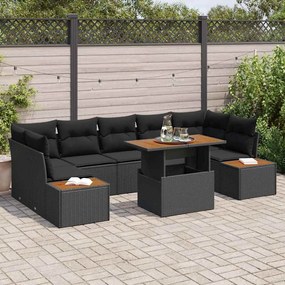 vidaXL Σέτ φαγητού για κήπο 8 pcs Μαύρο, Καφέ 100 x 55 x 73 εκ