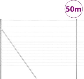 vidaXL Φράχτης Συρμάτινου Φράχτη 50 x 1,5 m Ασημί Δίχτυ