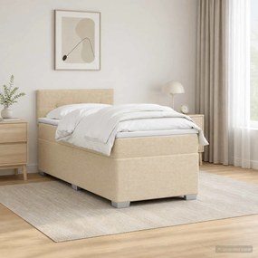 vidaXL Κρεβάτι Box Spring με Στρώμα και LED Κρεμ 80 x 200 cm Ύφασμα