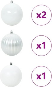 vidaXL Σέτ Χριστουγεννιάτικων Μπαλών XXL 4 τμχ. Λευκό Πλαστικό