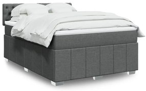 vidaXL Κρεβάτι Boxspring με Στρώμα Σκούρο Γκρι 160x200 εκ Υφασμάτινο