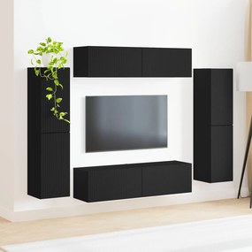 vidaXL Σετ επίπλου τηλεόρασης 8 pcs Μαύρο Επεξεργασμένο ξύλο