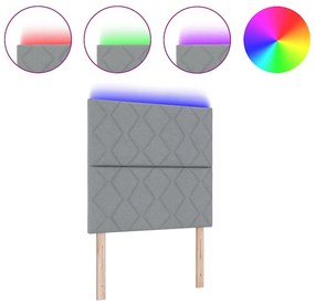 vidaXL Κεφαλάρι με φώτα λωρίδας LED Ανοιχτό γκρι 90 cm ύφασμα